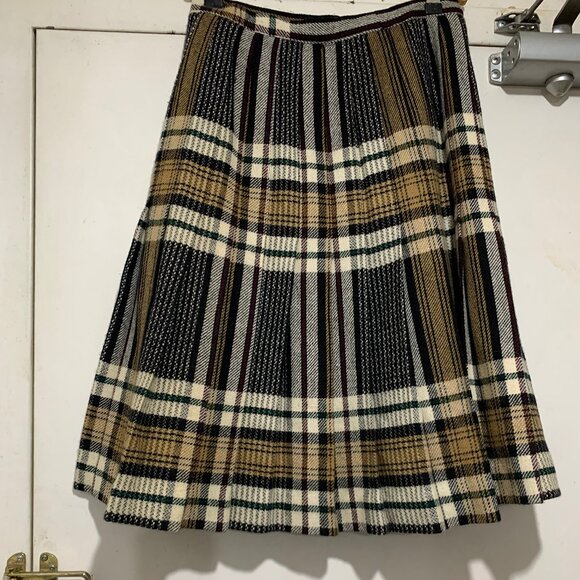 VINTAGE HENRY WHITE DUBLIN WOOL PLAID PLEATED KILT SKIRTS SIZE 10 - Picture 5 of 7
